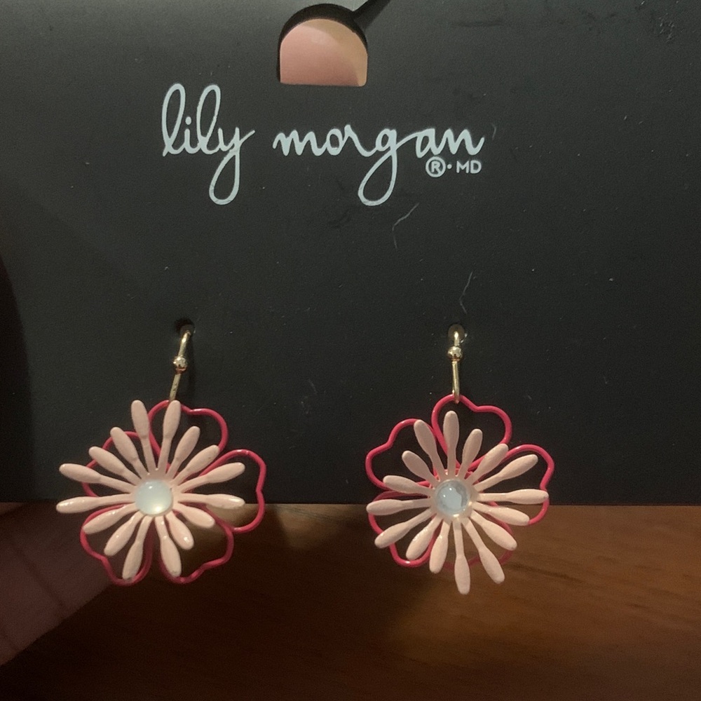 Pink Flower Earrings